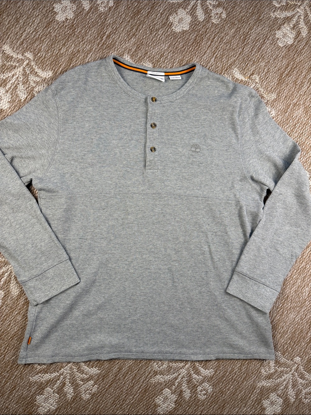 NWOT Timberland Men's Long-Sleeve Henley Shirt in Light Gray